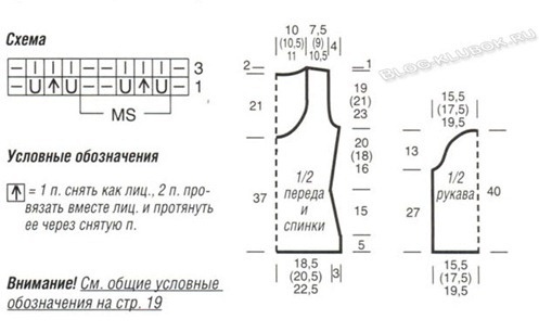 Схема вязания пуловера
